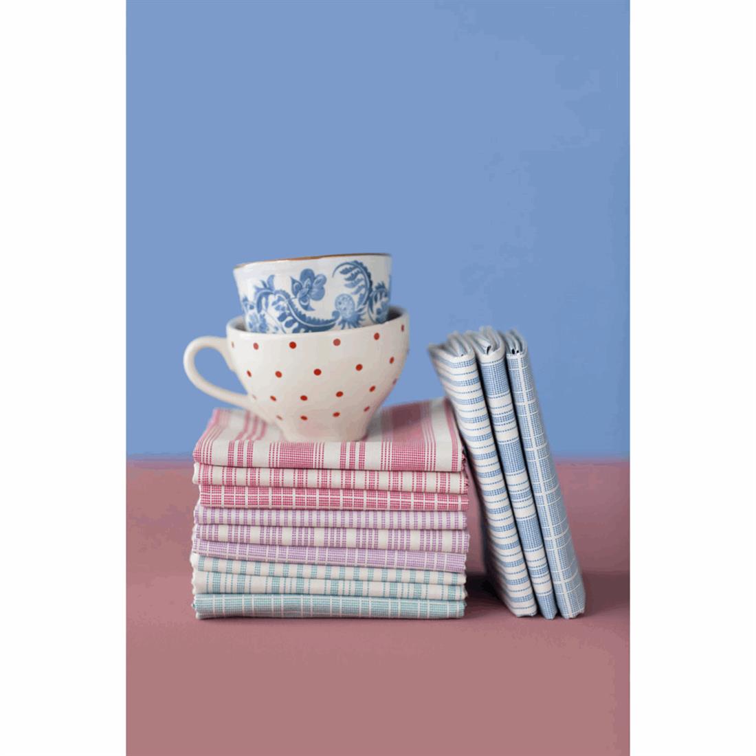 Red & Plum Tea Towel Bundle of 6 Cotton Fat Quarter Pieces
