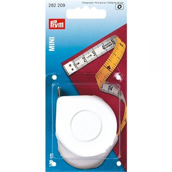 Prym Spring Tape Measure Mini Metric Yellow/ White. 150cm (60 inch)