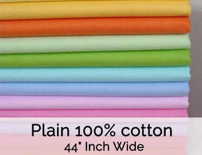 Plain 100% Cotton 44 Inch Fabrics